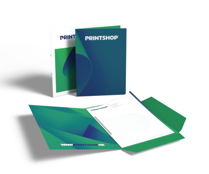 Dvodijelne mape za dokumente s klapnama - sa mehanizmom poluge i kukicama (priložene, samoljepljive)