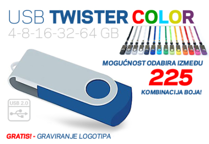 USB STICK 2.0 PROMO MEMORIJA TWISTER COLOR 4-8-16-32-64 GB